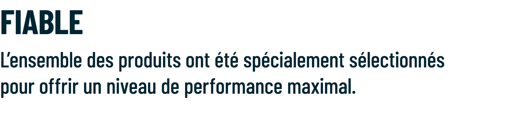 FiabLE L’ensemble des produits ont t  sp cialement s lectionn s pour offrir un niveau de performance maximal. 