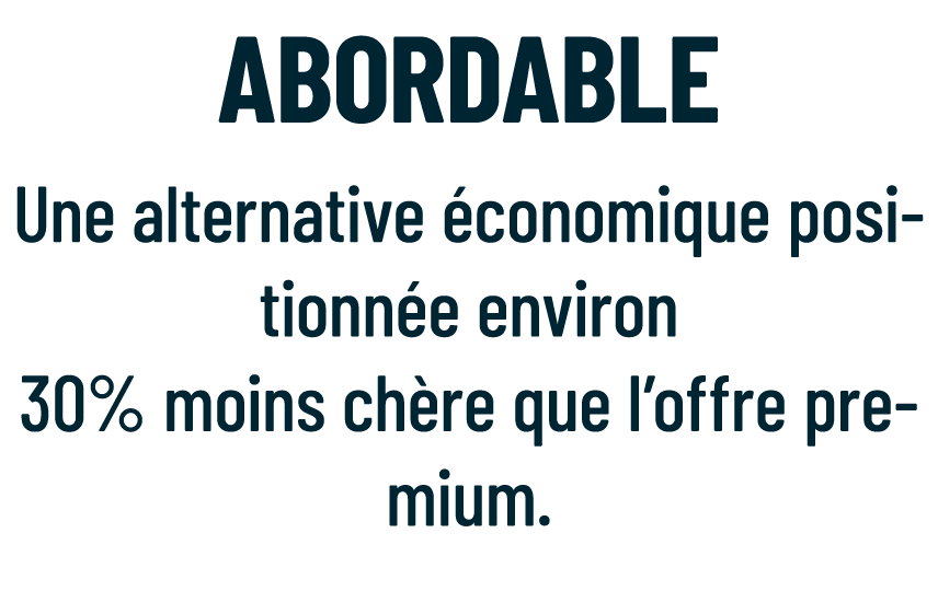 AbordabLE Une alternative conomique positionn e environ 30% moins ch re que l’offre premium. 